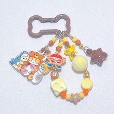 Moff Animal Acrylic Keychain Beads Charm Brown Orange Yellow 3.54in Japan