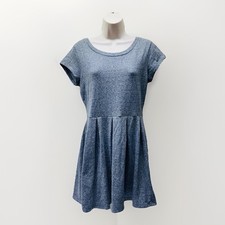 GAP S Heather Gray Fleece Short Sleeve Pleated Skirt Casual Zip-Back Dress • VG‼
