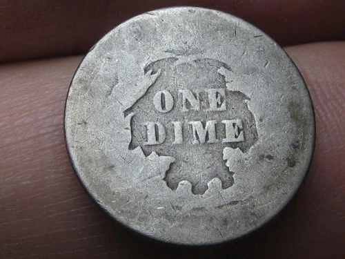 1876 P Seated Liberty Silver Dime- Philadelphia, About Good Details