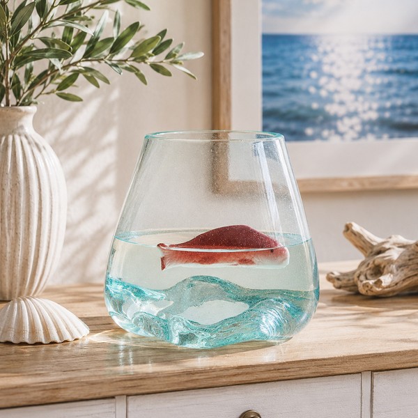Fisch Lady Teichdeko Dekofigur Schwimmend Porzellan Rot Koi Karpfen L: 13,5Cm-image