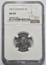 1927 CADANA 5 CENTS NGC AU 58 Certified Coin