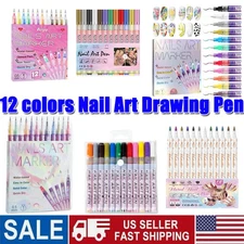 12 colors 3D Nail Art Drawing Pen Waterproof Painting Liner Drawing Embellishing