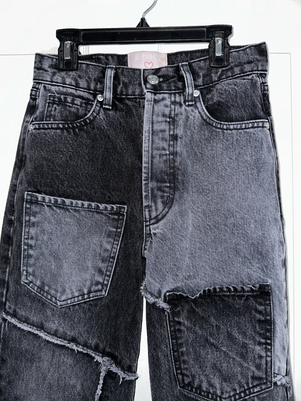 Revice Denim Two Toned Patchwork Black Jeans Size… - image 2
