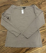 NEW Banana Republic Factory Women’s Boatneck Ribbed Tee Size Large Taupe NWT