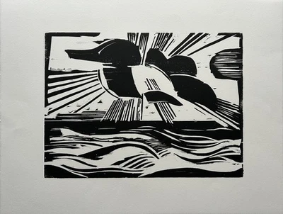 Farblithographie Theo Kerg Komposition in Türkis, Blau und Weiß 46,4 x 68,5 cm - Bild 1 von 4