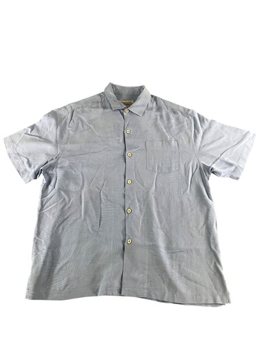 Tommy Bahama Shirt Mens XL Blue Silk Original Fit Button Up Camp Casual Summer