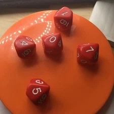 Set Of 5 Red Role Playing 9 Sided Dice