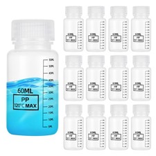 20 Pcs Plastic Sample Bottles with Screw Caps, 2 oz 60ml Reagent Bottles, Clear