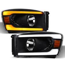 Topline For 2006-2009 Ram Switchback Sequential LED Strip Bar Headlights - Black