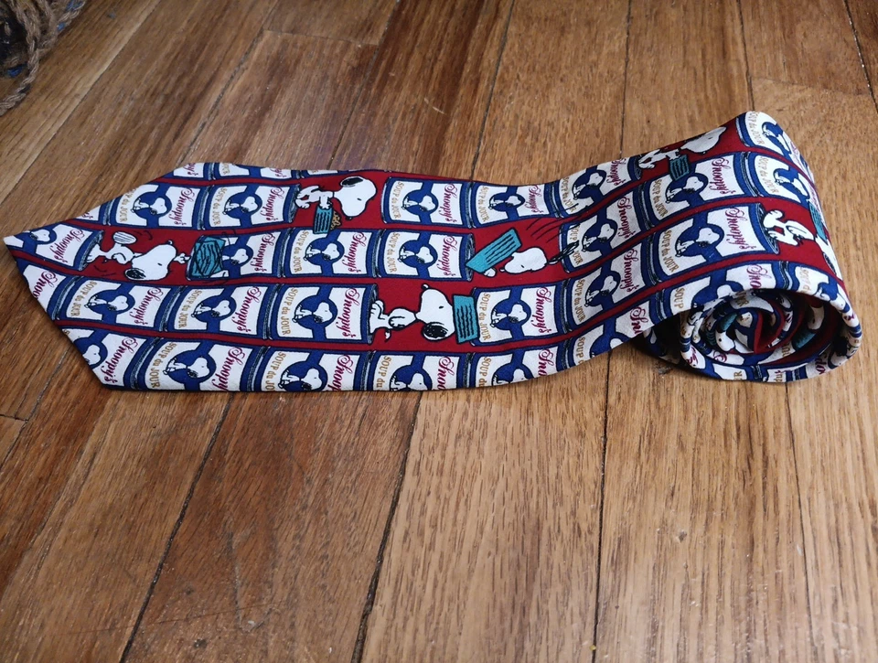 Vintage Peanuts Snoopy's Soup Du Jour Can Necktie Silk Soie Artistic Neck Tie - Image 2 of 4