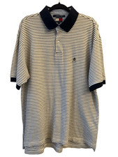 Vintage Y2K Tommy Hilfiger Stripe Pique Polo XL 100 cotton Applique navy x crea