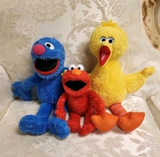 Sesame Street Plush Lot Of 3: Elmo, Big Bird And Grover