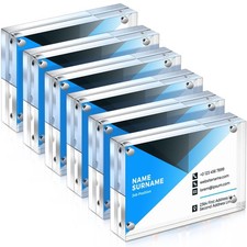 Xuhal Acrylic Business Card Frame 2.5 x 3.5 inch Clear Double Sided Magnetic ...