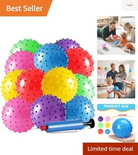 12 Pack Bouncy Ball Knobby Massage Ball, 5" Spiky Sensory Toy for Kids  Adul...