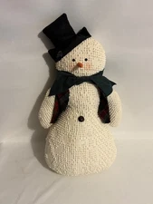 Vintage 20” Fabric Snowman Decoration w/ Top Hat, Plaid Vest Primitive christmas