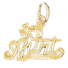 Number One Aunt Charm Pendant 14k Gold 0.8 Grams 