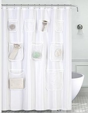 Mrs Awesome Water-Repellent Fabric Shower Curtain or Liner with 9 H... Fast Ship