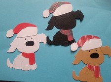 1 Big Cute Dog In Christmas Hat  Scarf Cardstock die cuts scrapbook cards