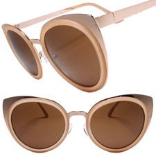 Classy Gorgeous Elegant Fancy Upscale Gold & Beige Womens Cat Eye Sunglasses