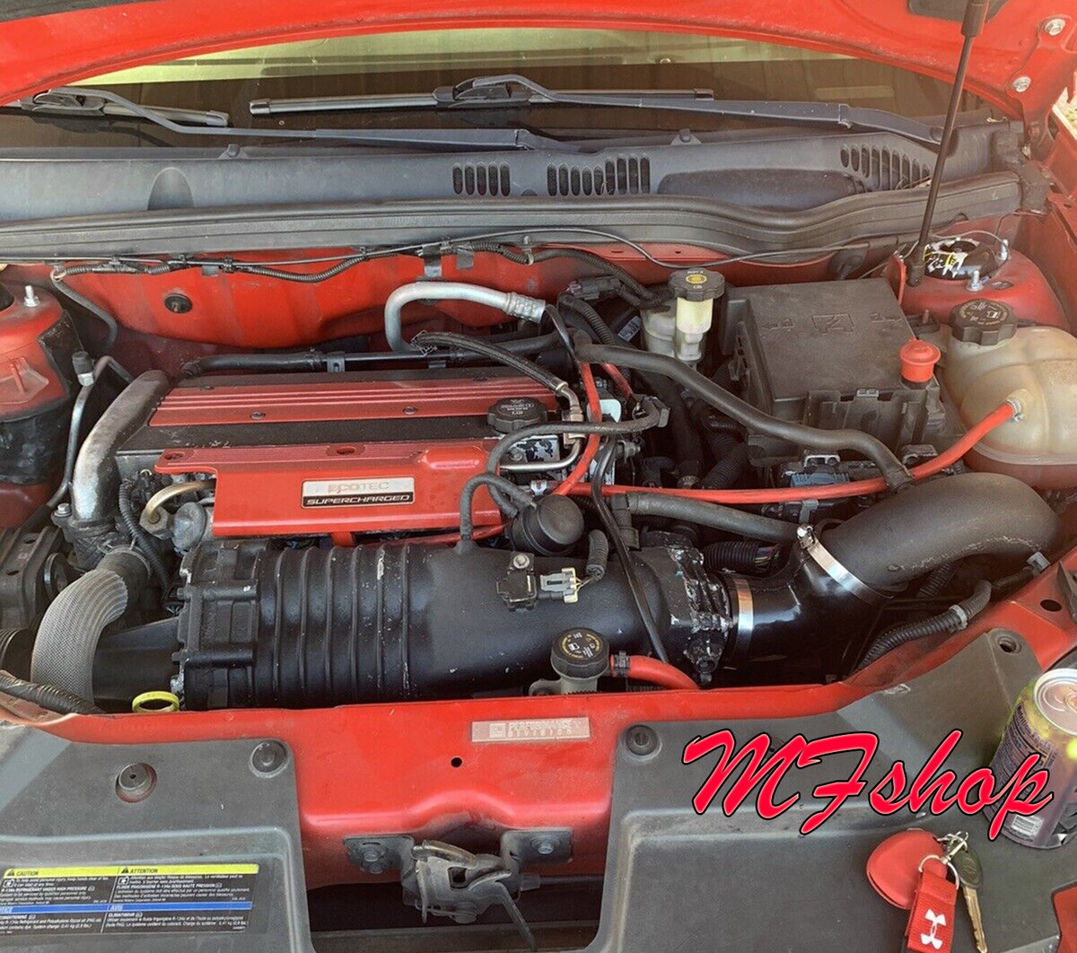 Coated Black For 2005-2007 Chevy Cobalt SS 2.0L Super Charged Cold 