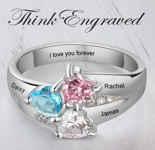 RMREWY Personalized Name Ring - 925 Sterling Silver With Birthstone, Engraved Gift For Women - View #8