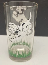 1950s Peanut Butter Glass Dalmatia Dogs Water Tumbler 5”