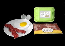 Felt Pretend Play Breakfast Food Set Bacon and Egg for Kids Play Kitchens, New