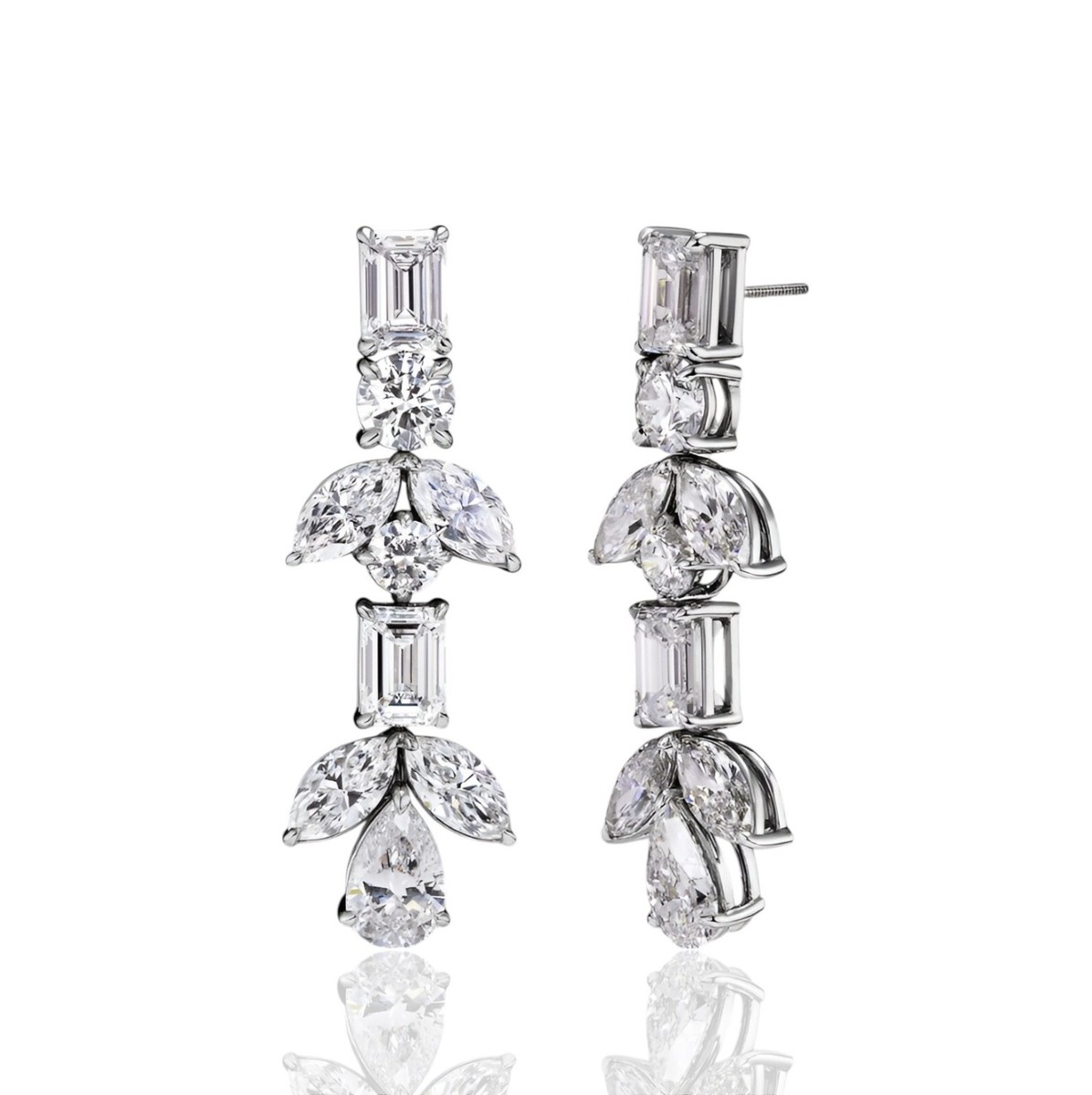 Boucles D'oreilles Dormeuses Zircone - 12 Carats Imitation Moissanite, Style Russe