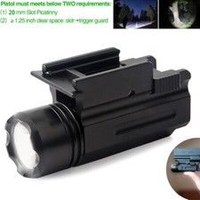 Tactical LED Flashlight Handgun Rifle Torch Light For 20mm Picatinny Rail Mount