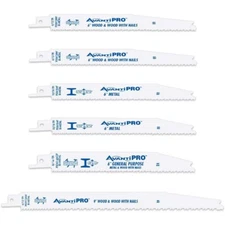 Avanti Pro 6 Pieces Bi-Metal Reciprocating Saw Blade Set Ideal for Cutting Wood