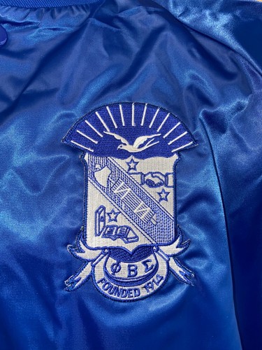 Phi Beta Sigma Royal Blue/White Satin Jacket, size SMALL (34"-36") NEW - Picture 3 of 3