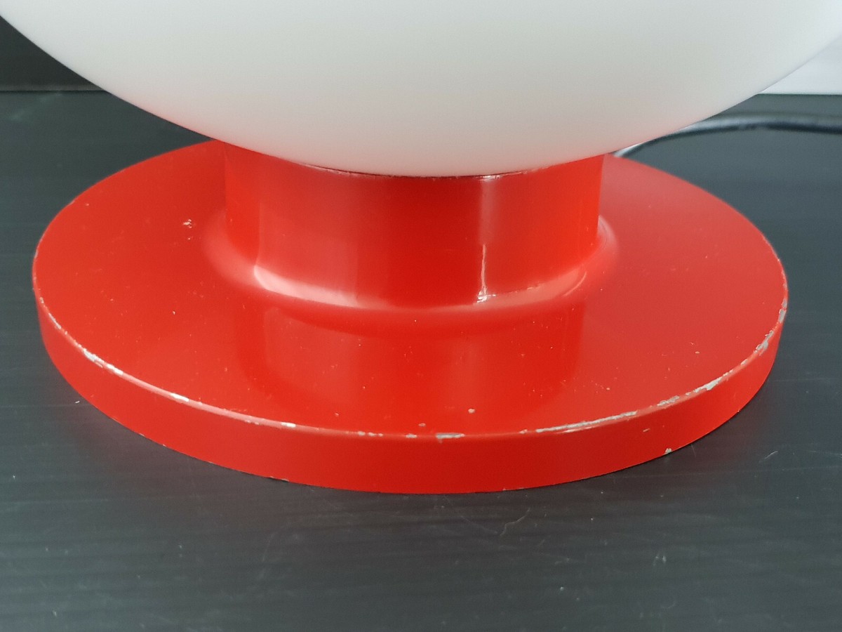 Vintage Rolf Kruger Table Lamp 1960 Edition Staff In Steel Opaline