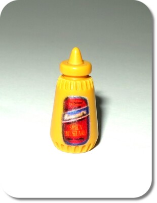 Miniatur Flasche Gewürzsauce, Senf, Barbecue, NEU