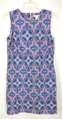 Tabitha Webb Shift Dress Size 2 Sleeveless Paisley Pockets Stretch Back Zipper
