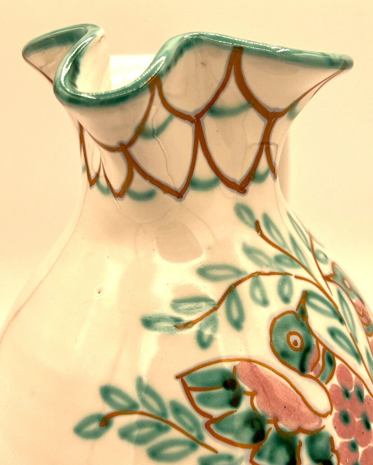 Hand Painted Italian Water Pitcher Wine Jug Made In Italy Signed 3659