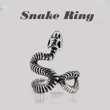 Gothic Snake Wedding Band Ring Stainless Steel Men Women Vintage Snake Punk Ring