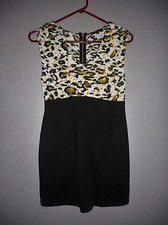 Lucca Couture Urban Outfitters Black Animal Print Skater Mini Dress- Sz. Medium