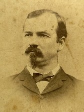 1880  s Cabinet Card Handsome Man Mustache New York Identified R.P. McDaniel