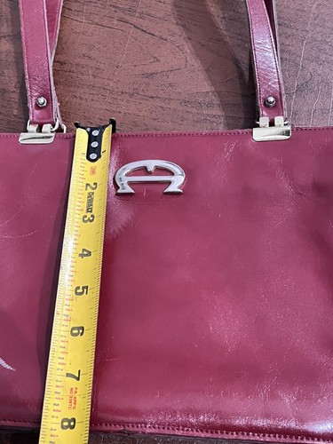 Vintage 70s (?) ETIENNE AIGNER large leather shoulder bag handbag purse oxblood - Picture 5 of 10