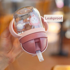 Baby Drinking Bottle Sippy Cup Leak-proof and Drop-proof Portable Handle Straw