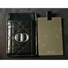 NWT Dior Black Leather Stitched Metal Logo Ca...