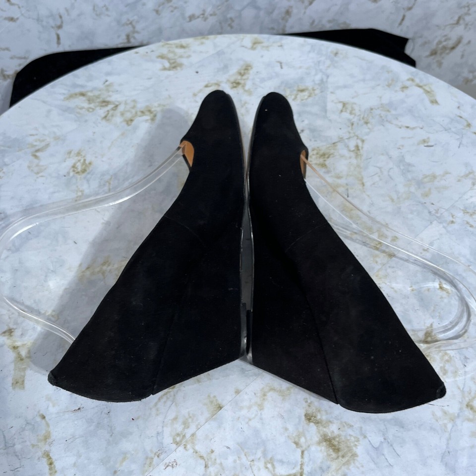 Nine West Womens Sz 8M Shoes Black Suede Pump Comfort Wedge Fashion
