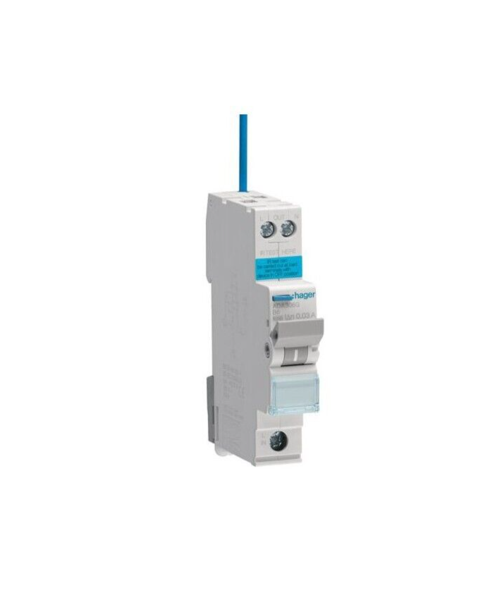 Hager ADA306G RCBO MCB RCD  6Amp Single Pole 30mA Circuit Breaker module B6 type
