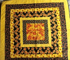 Square Quilted Table Topper Lady Bugs Sunflowers