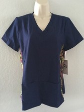  SM GT Performance Medical Uniform Scrub Top INDIGO with colorful strip trim
