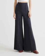Quince Women's Navy Blue Ultra-Stretch Super Wide Leg Ponte Pants sz M NWT 32"