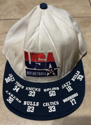 1992 USA Basketball Dream Team Snapback Hat Cap White w/ Teams