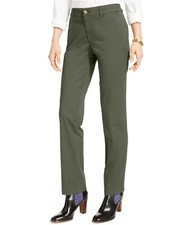 NWT Lands End Womens Mid Rise Straight Leg Pants Light Green 2 26/27W 55 5E064