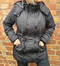 Jojo Maman Bebe Black Parka Maternity Coat Size Uk 12