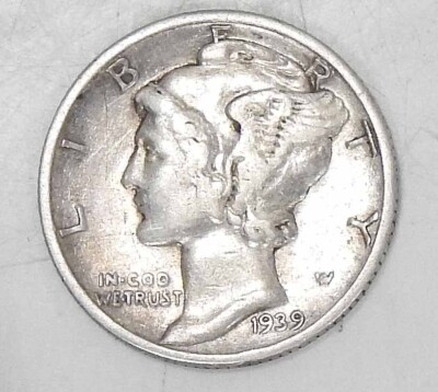 1939 P MINT MERCURY WINGED HEAD Dime TEN 10 CENT Silver Coin